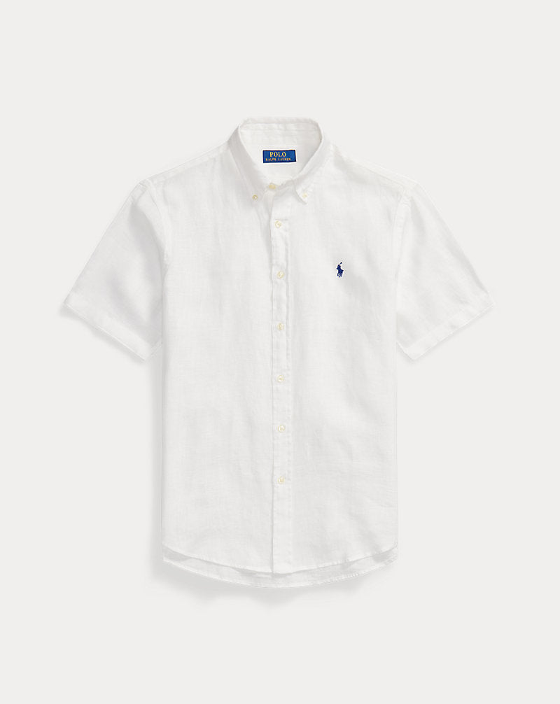 CAMISA MANGA CORTA DE LINO LIGERO CUSTOM FIT WHITE