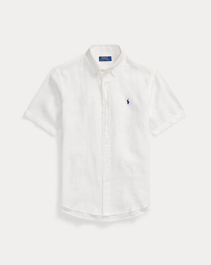 CAMISA MANGA CORTA DE LINO LIGERO CUSTOM FIT WHITE