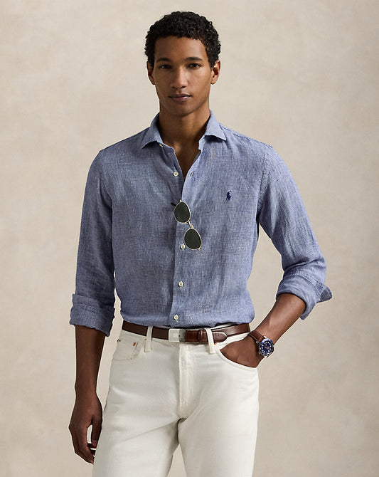 CAMISA CUSTOM FIT DE LINO ROYAL WHITE