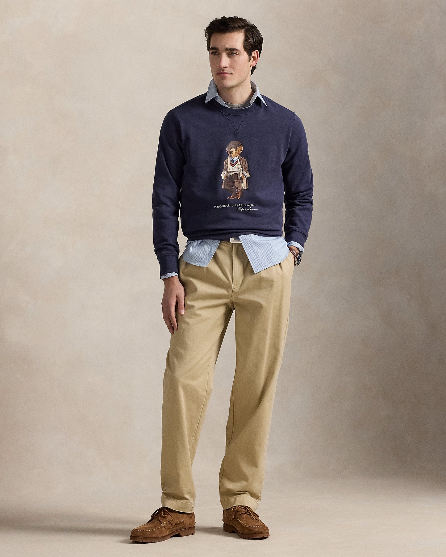 SUDADERA DE ALGODON DE  PUNTO CON POLO BEAR FADED BLUE