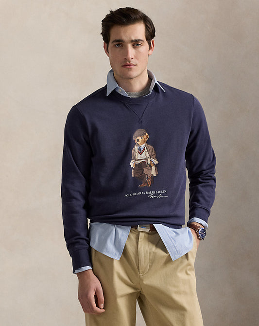 SUDADERA DE ALGODON DE  PUNTO CON POLO BEAR FADED BLUE