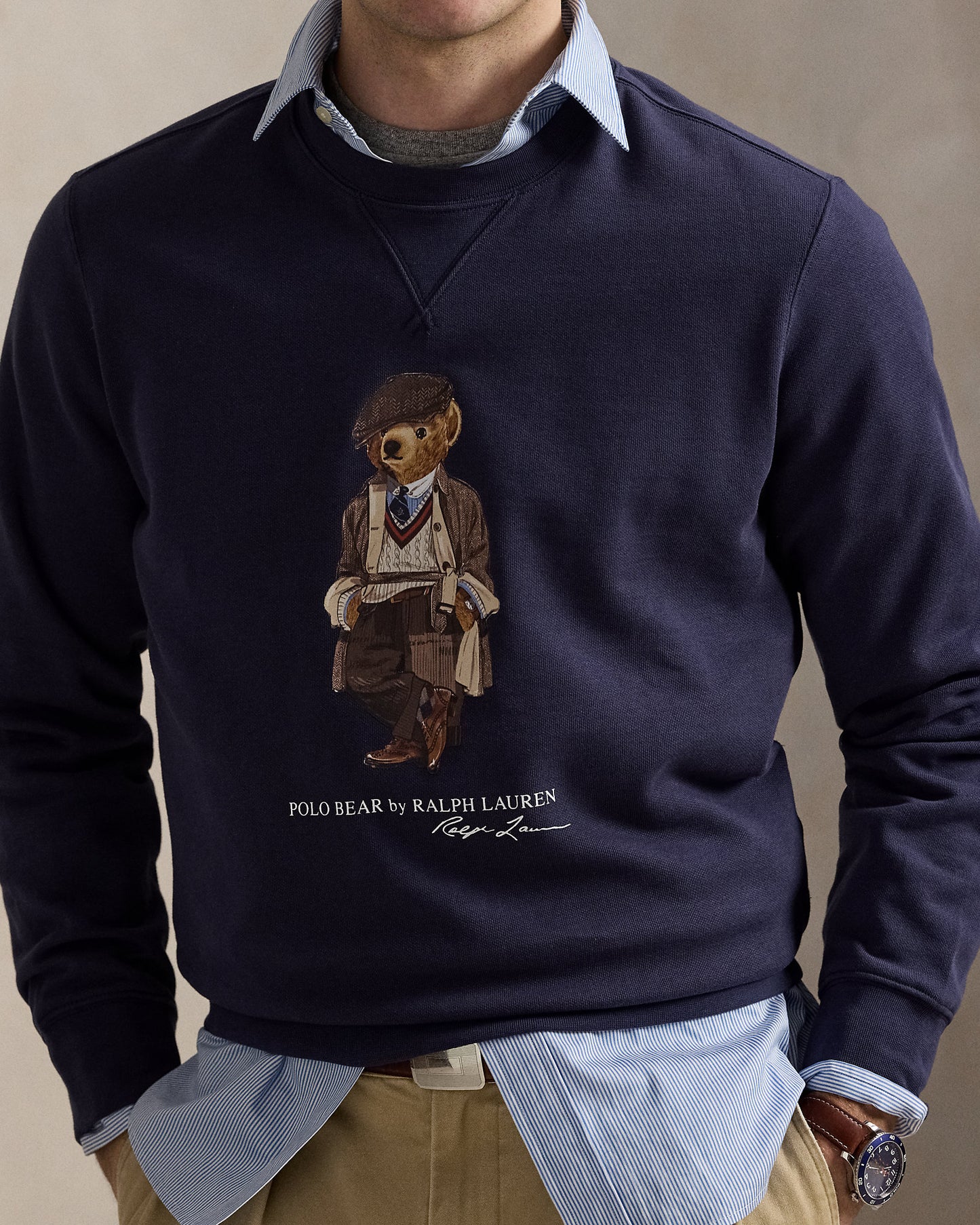 SUDADERA DE ALGODON DE  PUNTO CON POLO BEAR FADED BLUE