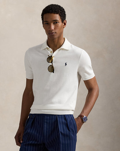 SUETER TEJIDO TIPO POLO EN ALGODON DE PUNTO FINO WHITE