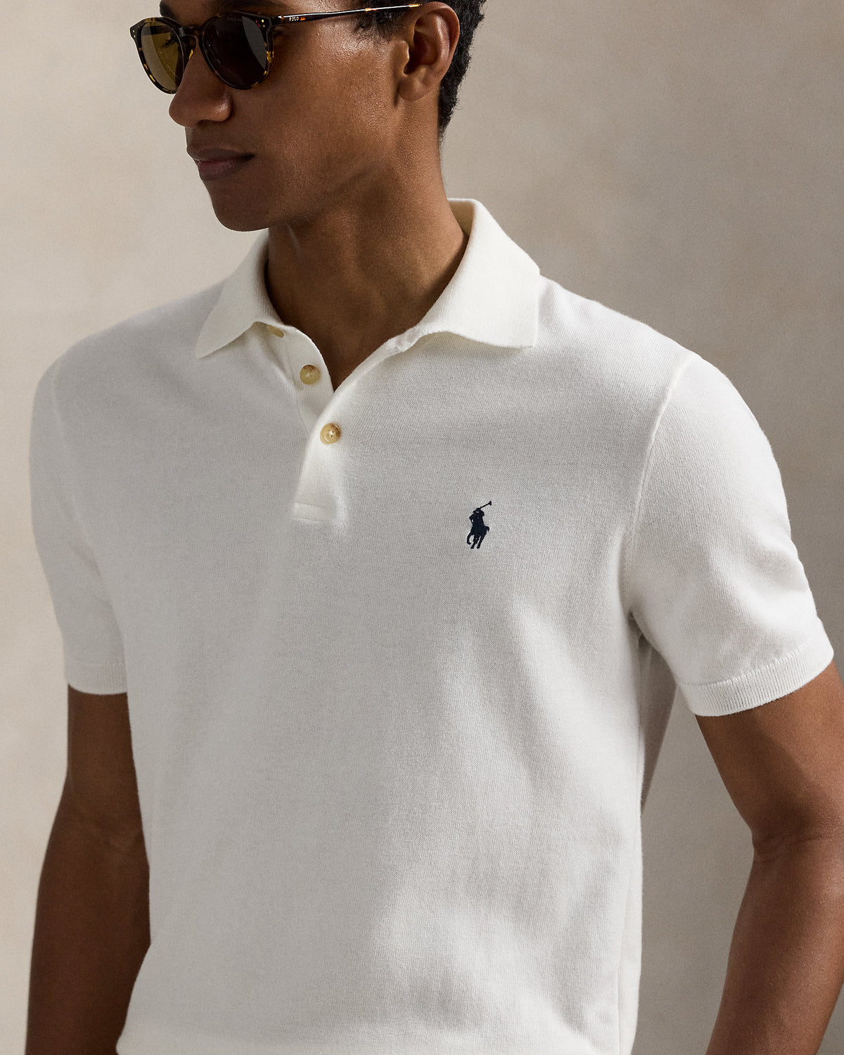SUETER TEJIDO TIPO POLO EN ALGODON DE PUNTO FINO WHITE