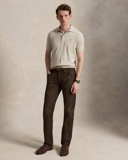 SUETER TEJIDO TIPO POLO EN ALGODON DE PUNTO FINO WALNUT BROWN