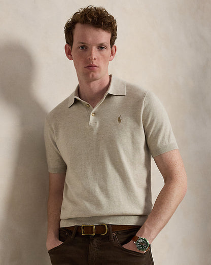 SUETER TEJIDO TIPO POLO EN ALGODON DE PUNTO FINO WALNUT BROWN