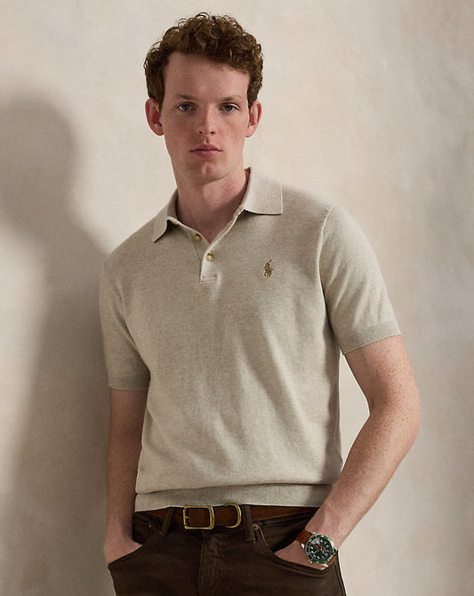 SUETER TEJIDO TIPO POLO EN ALGODON DE PUNTO FINO WALNUT BROWN