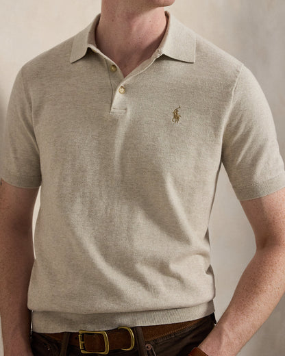 SUETER TEJIDO TIPO POLO EN ALGODON DE PUNTO FINO WALNUT BROWN