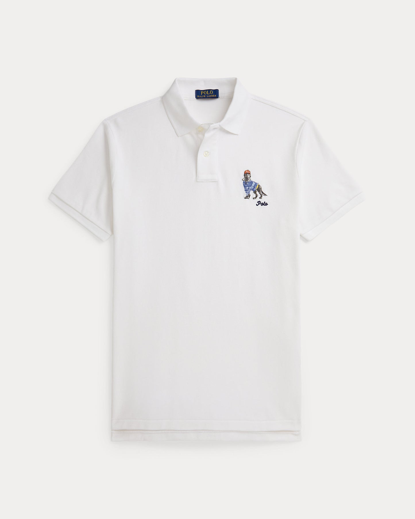 POLO DE PIQUE CUSTOM SLIM CON GOLDEN RETRIEVER BORDADO WHITE