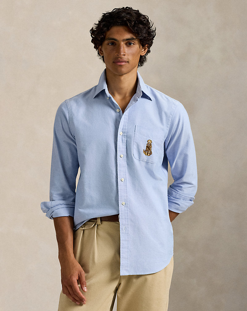 CAMISA CUSTOM FIT EN OXFORD CON GOLDEN RETRIEVER