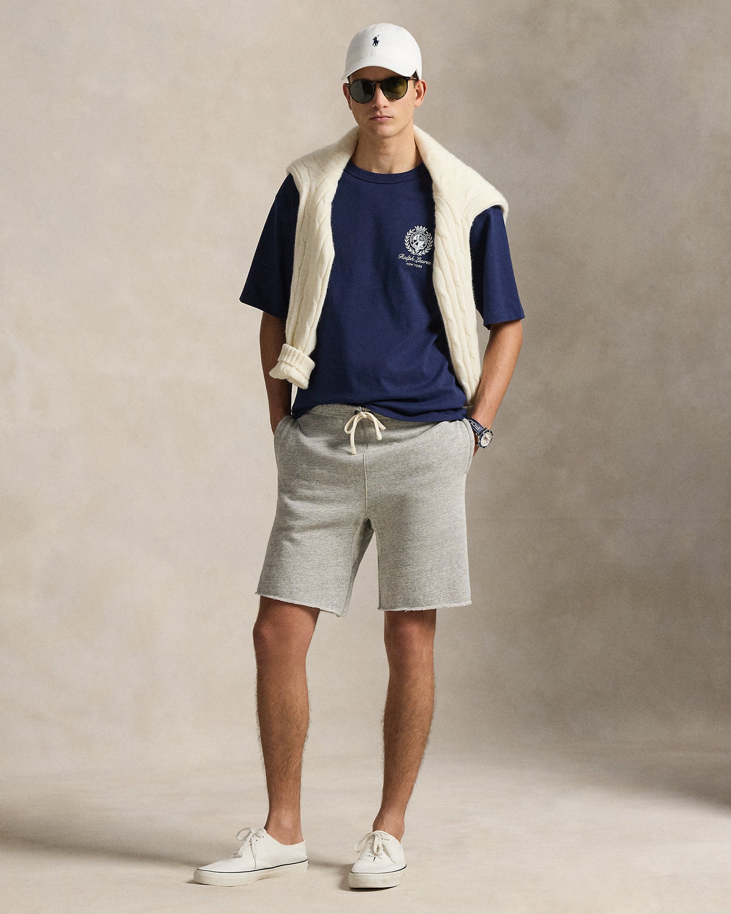 CAMISETA RELAXED FIT DE ALGODON DE PUNTO NEWPORT NAVY