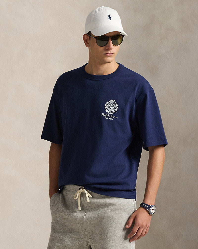 CAMISETA RELAXED FIT DE ALGODON DE PUNTO NEWPORT NAVY