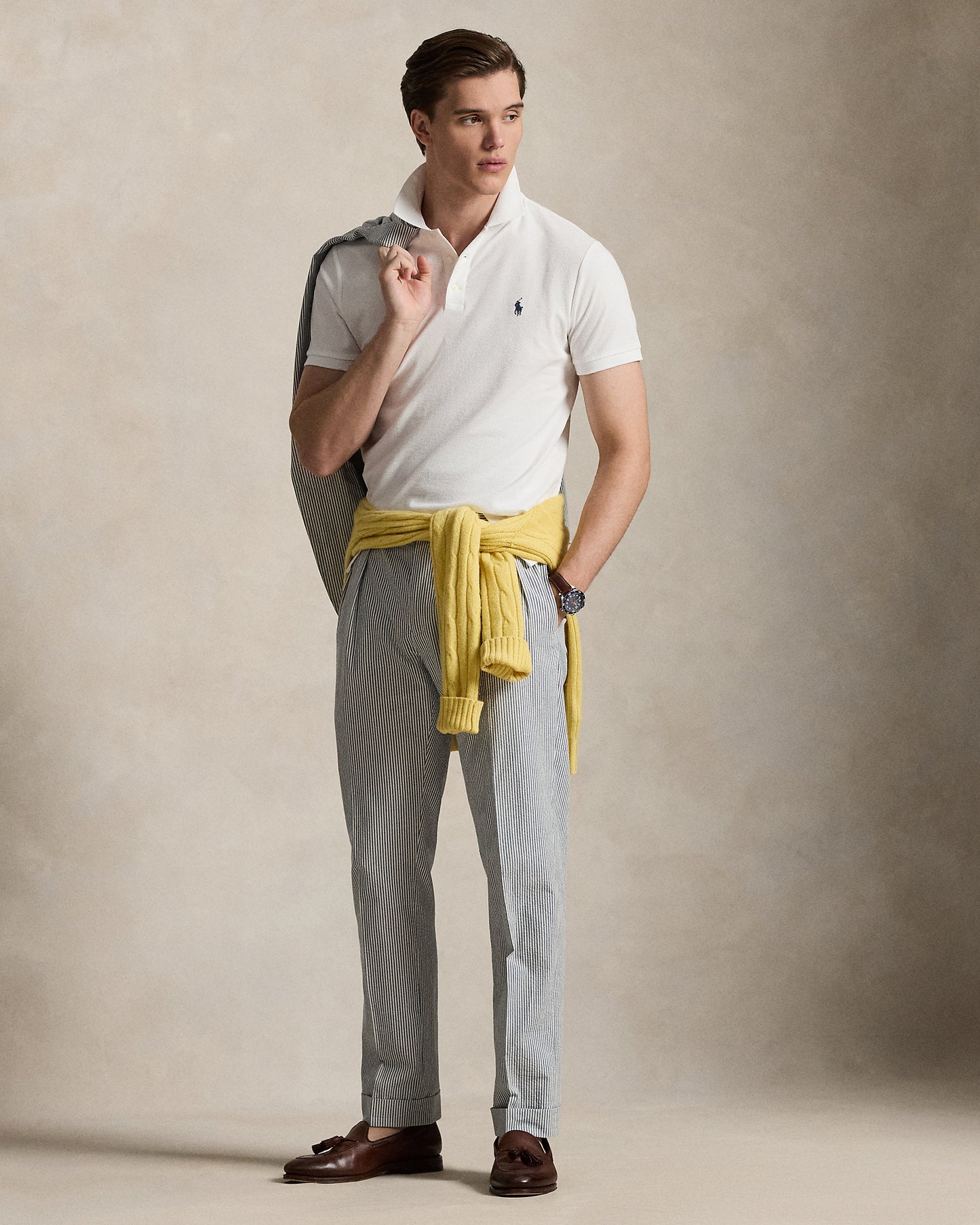 POLO DE PIQUE CUSTOM SLIM CON TEXTURA DE MALLA DE PANAL WHITE