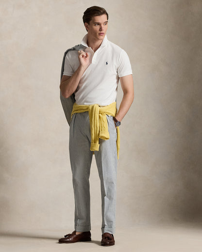 POLO DE PIQUE CUSTOM SLIM CON TEXTURA DE MALLA DE PANAL WHITE
