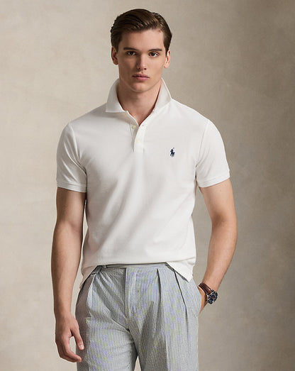 POLO DE PIQUE CUSTOM SLIM CON TEXTURA DE MALLA DE PANAL WHITE