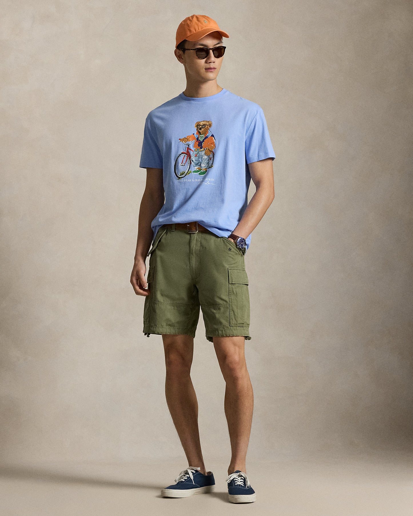 CAMISETA CUSTOM SLIM FIT CON SUMMER BEAR AUSTIN BLUE