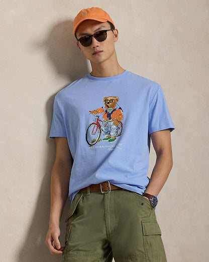 CAMISETA CUSTOM SLIM FIT CON SUMMER BEAR AUSTIN BLUE