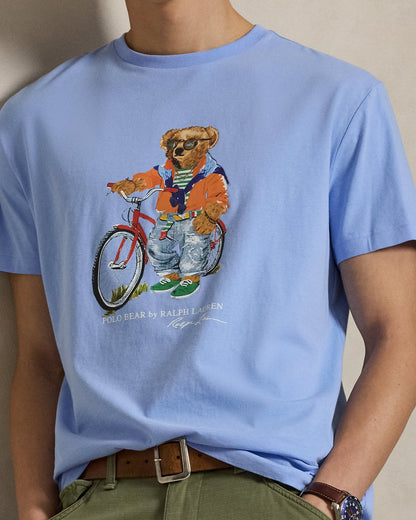 CAMISETA CUSTOM SLIM FIT CON SUMMER BEAR AUSTIN BLUE