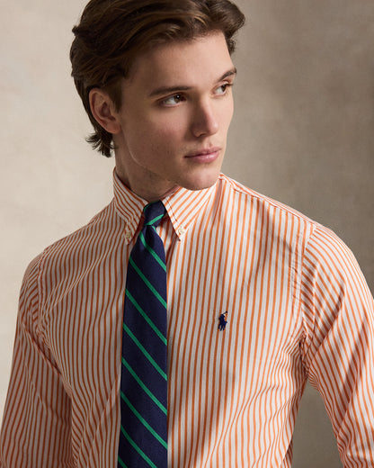 CAMISA DE POPELINA STRETCH CUSTOM FIT A RAYAS KONA ORANGE WHITE