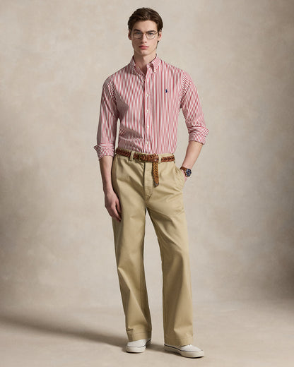 CAMISA DE POPELINA STRETCH CUSTOM FIT A RAYAS BRISTOL RED WHITE