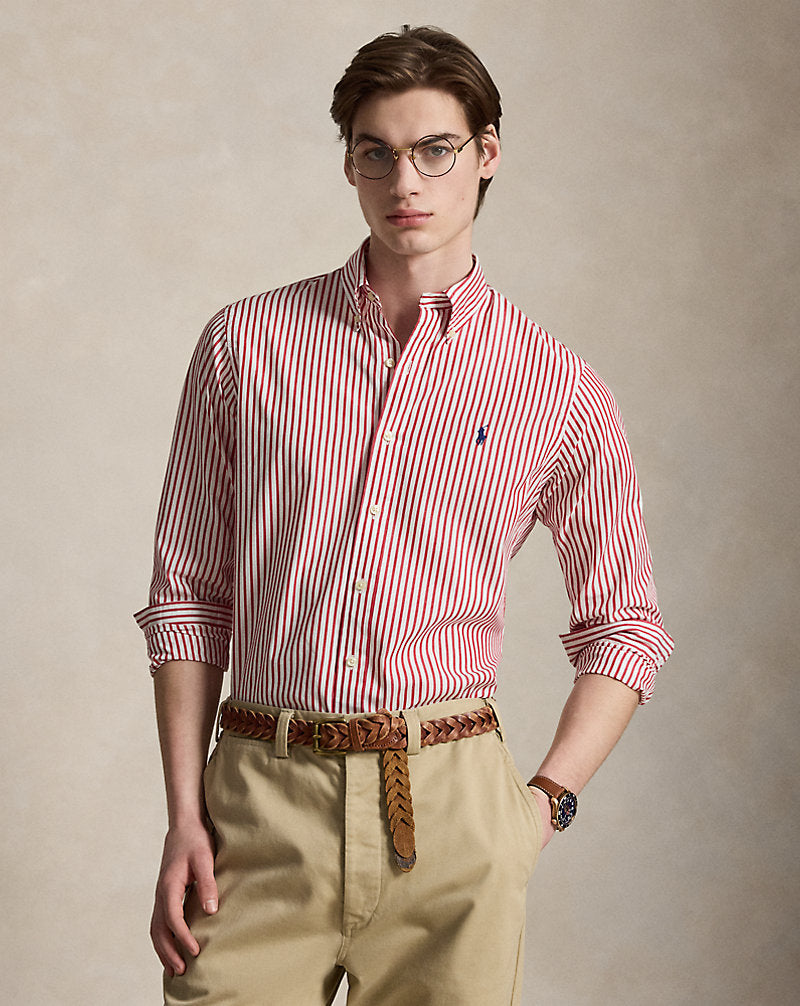 CAMISA DE POPELINA STRETCH CUSTOM FIT A RAYAS BRISTOL RED WHITE