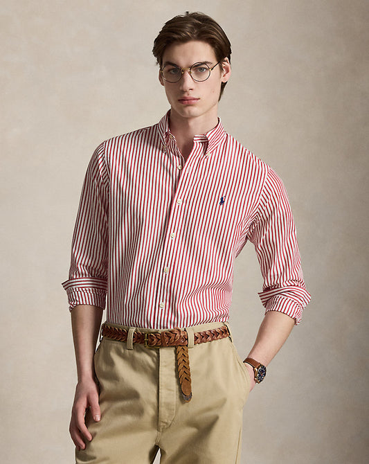 CAMISA DE POPELINA STRETCH CUSTOM FIT A RAYAS BRISTOL RED WHITE