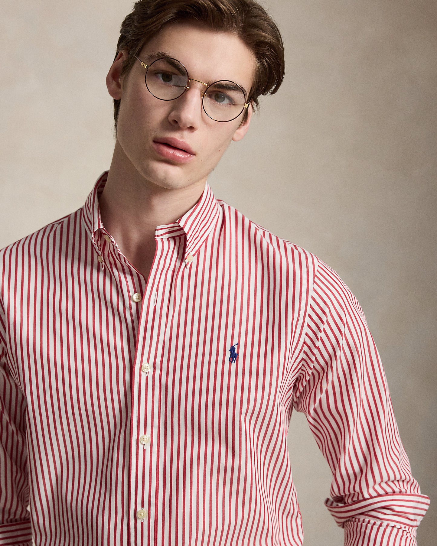 CAMISA DE POPELINA STRETCH CUSTOM FIT A RAYAS BRISTOL RED WHITE