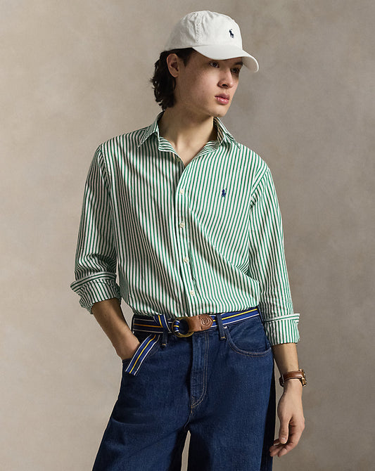 CAMISA DE POPELINA STRETCH CUSTOM FIT A RAYAS ERIN GREEN WHITE