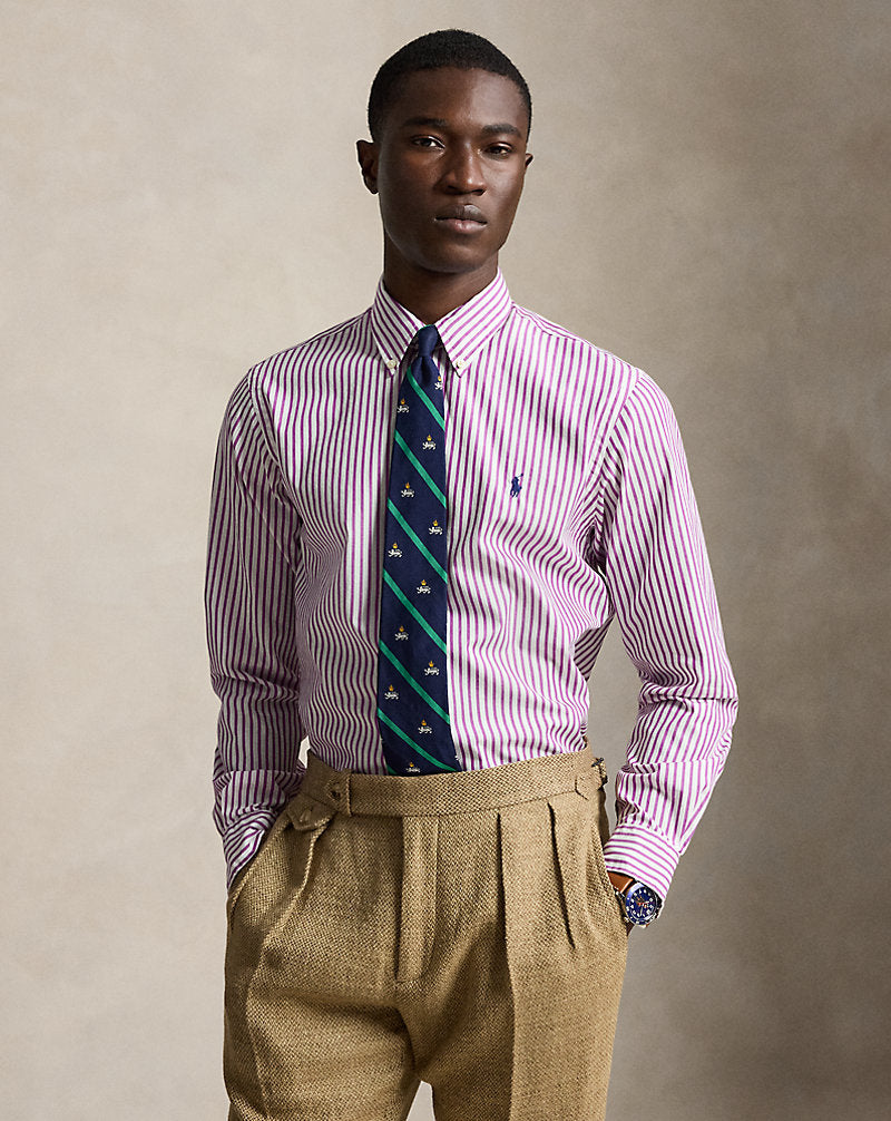 CAMISA DE POPELINA STRETCH CUSTOM FIT A RAYAS PURPLE DAWN WHITE