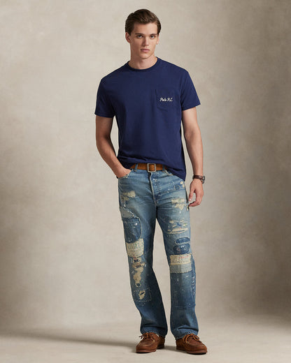 CAMISETA CUSTOM SLIM FIT CON SOCIETY BEAR NEWPORT NAVY