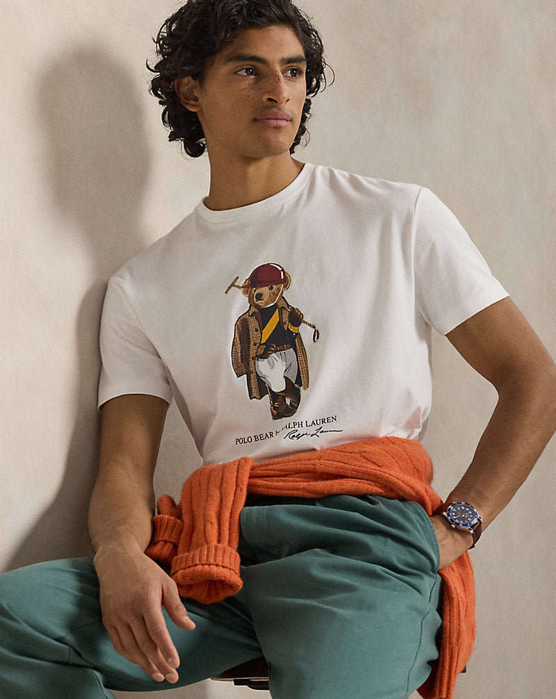 CAMISETA CUSTOM SLIM FIT CON SOCIETY BEAR WHITE