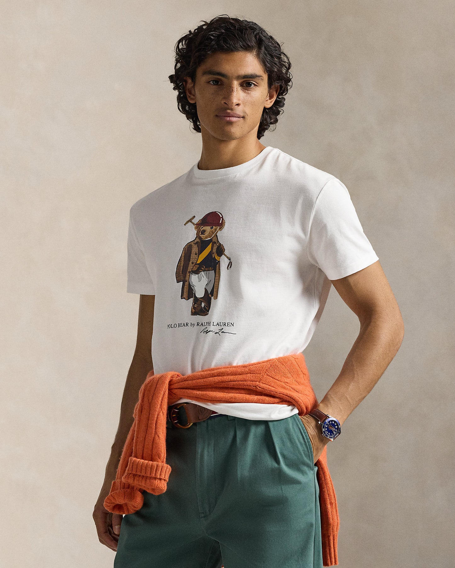 CAMISETA CUSTOM SLIM FIT CON SOCIETY BEAR WHITE