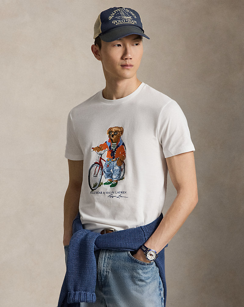 CAMISETA CUSTOM SLIM FIT CON SUMMER BEAR WHITE