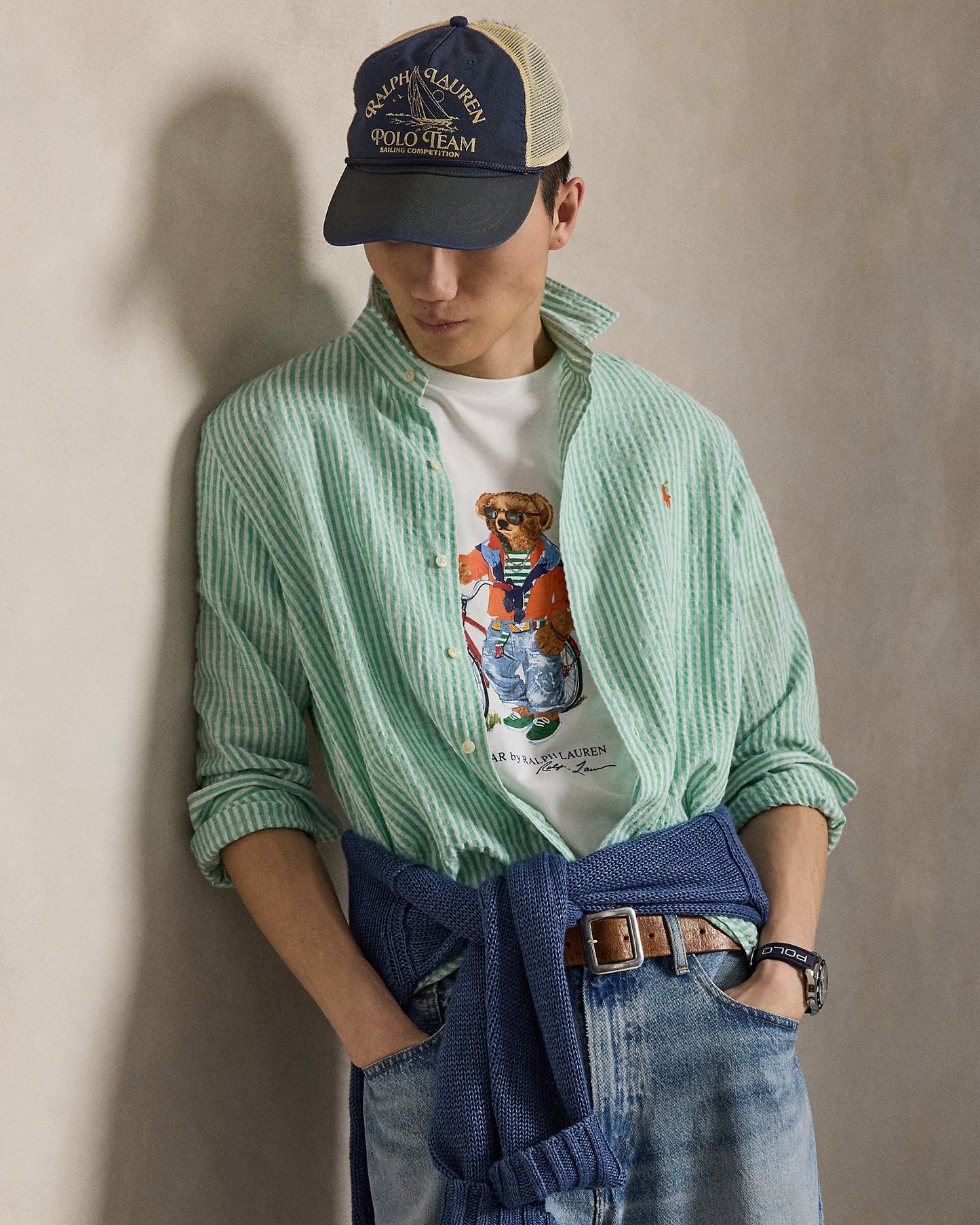 CAMISETA CUSTOM SLIM FIT CON SUMMER BEAR WHITE