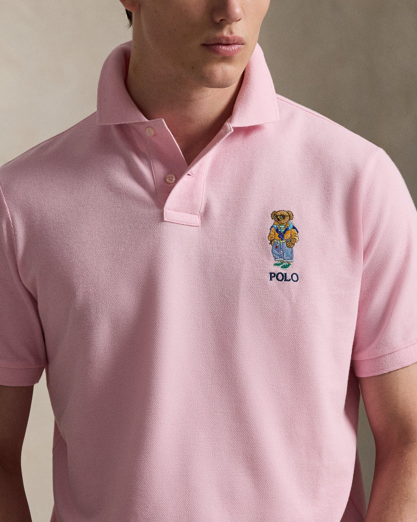 POLO DE PIQUE CUSTOM SLIM CON SUMMER POLO BEAR GARDEN PINK