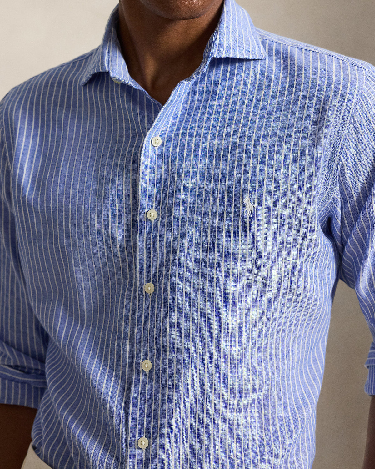 CAMISA CUSTOM FIT EN SEERSUCKER DE ALGODON Y LINO