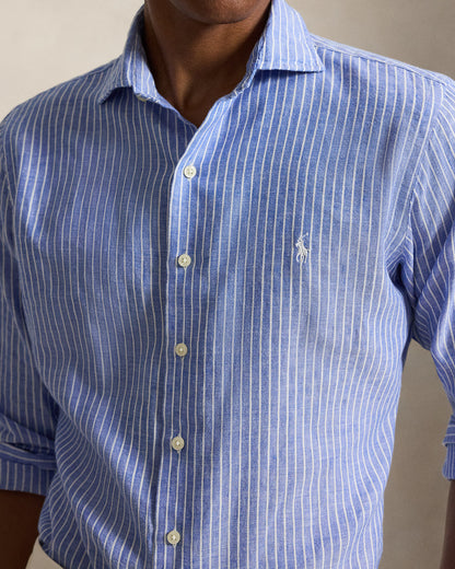CAMISA CUSTOM FIT EN SEERSUCKER DE ALGODON Y LINO