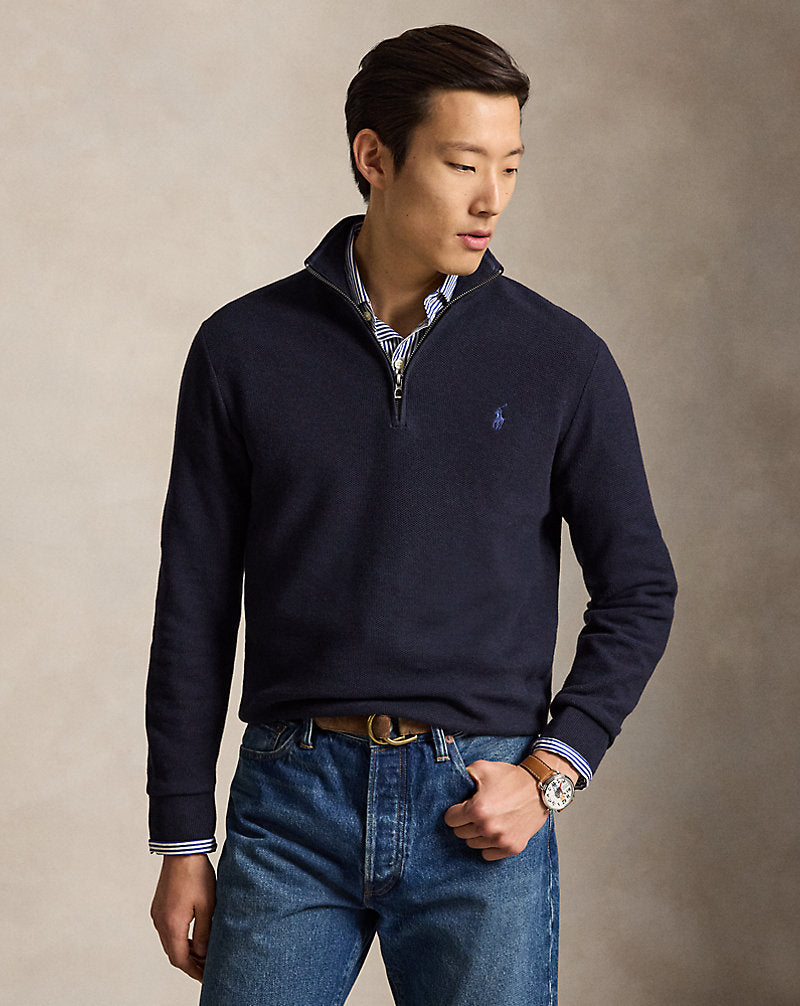 BUZO DE PUNTO DE PIQUE DE ALGODON NAVY HEATHER