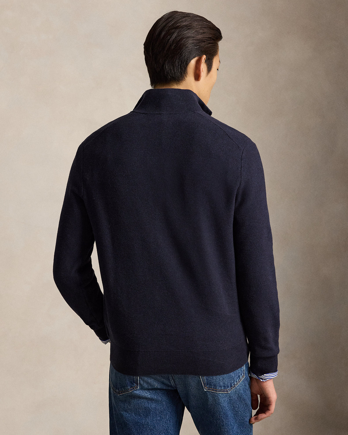 BUZO DE PUNTO DE PIQUE DE ALGODON NAVY HEATHER