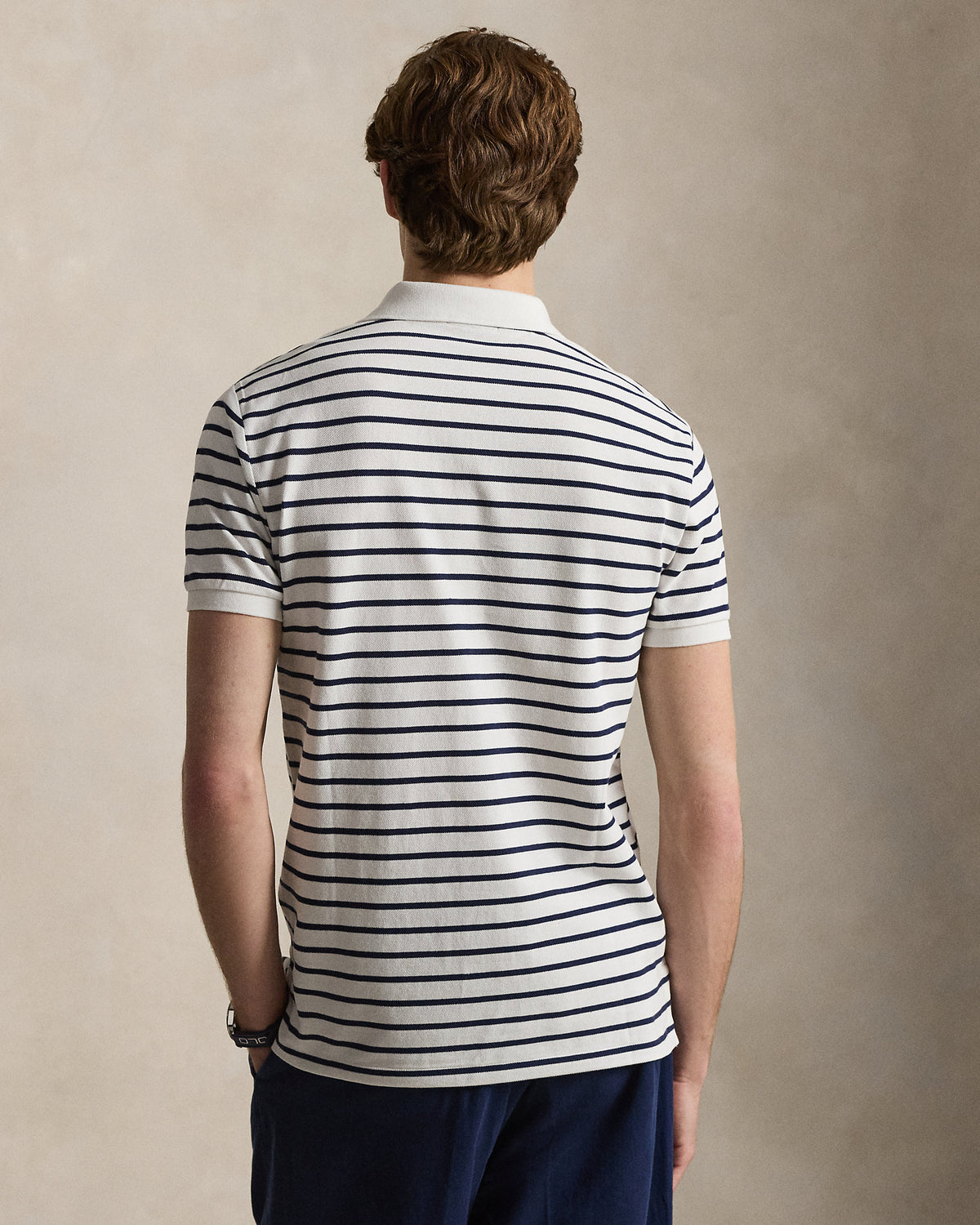 POLO DE PIQUE EN ALGODON CUSTOM SLIM FIT CON POLO BEAR NAVY