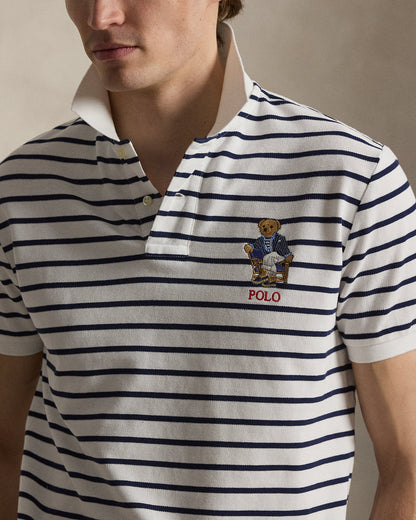 POLO DE PIQUE EN ALGODON CUSTOM SLIM FIT CON POLO BEAR NAVY