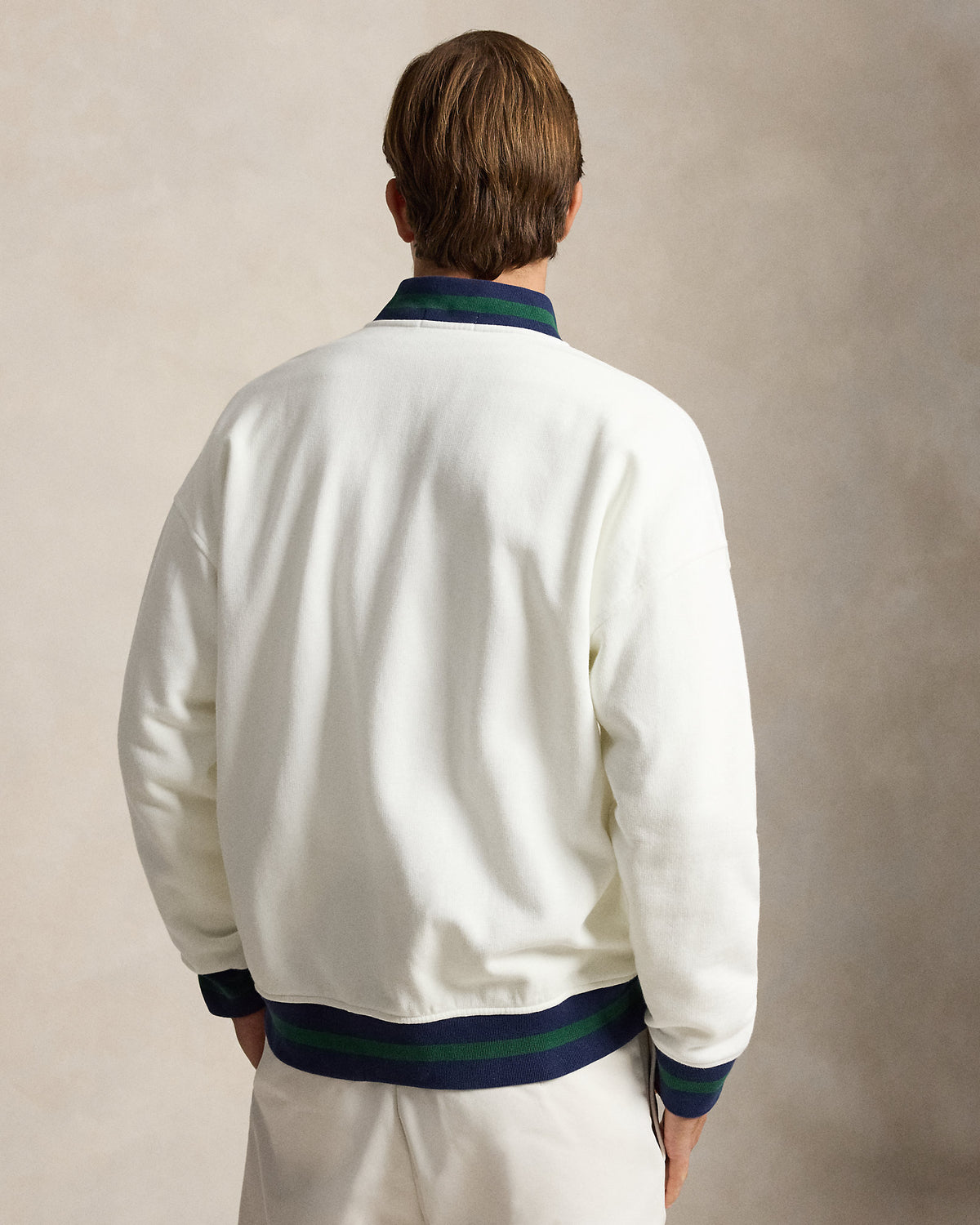 CHAQUETA DE BEISBOL RELAXED FIT DE FELPA WHITE