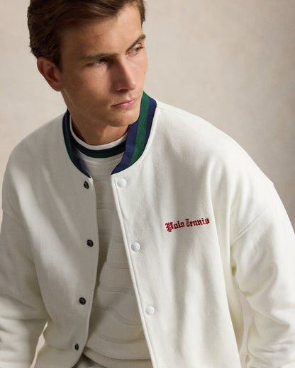 CHAQUETA DE BEISBOL RELAXED FIT DE FELPA WHITE