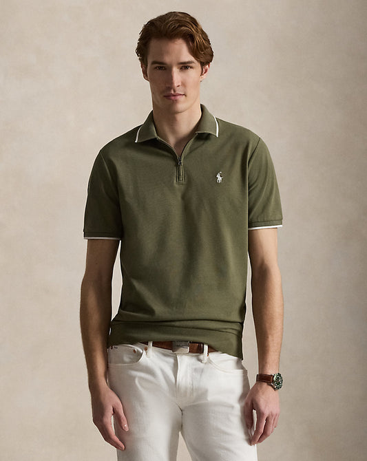 POLO DE PIQUE CLASSIC FIT CON QUARTER-ZIP CRUISE OLIVE