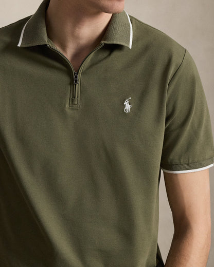 POLO DE PIQUE CLASSIC FIT CON QUARTER-ZIP CRUISE OLIVE