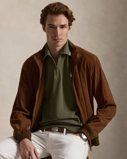 POLO DE PIQUE CLASSIC FIT CON QUARTER-ZIP CRUISE OLIVE