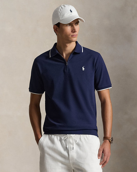 POLO DE PIQUE CLASSIC FIT CON QUARTER-ZIP NEWPORT NAVY
