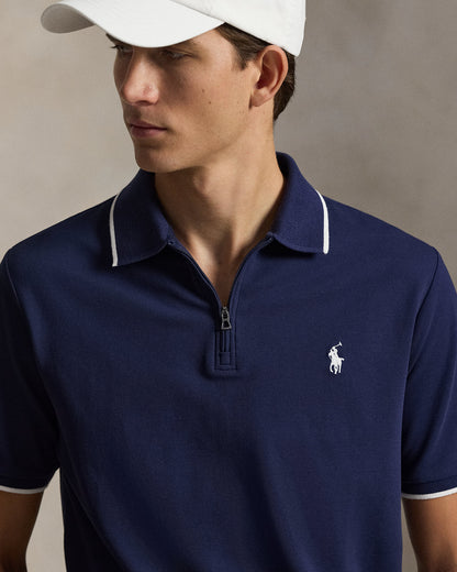 POLO DE PIQUE CLASSIC FIT CON QUARTER-ZIP NEWPORT NAVY