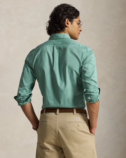 CAMISA CUSTOM FIT DE ALGODON TWILL LIGERO SEA FOAM