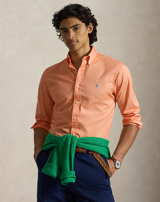 CAMISA CUSTOM FIT DE ALGODON TWILL LIGERO POPPY